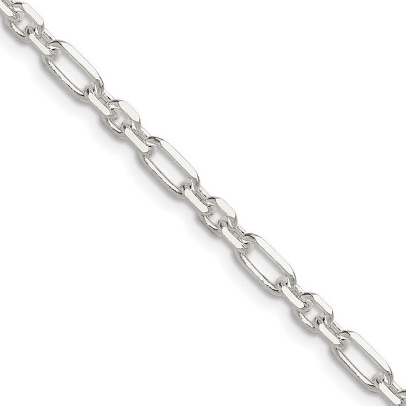 Kazi Luxury Sterling Silver D/C 4mm 3 Short Plus 1 Long Cable Link Chain
